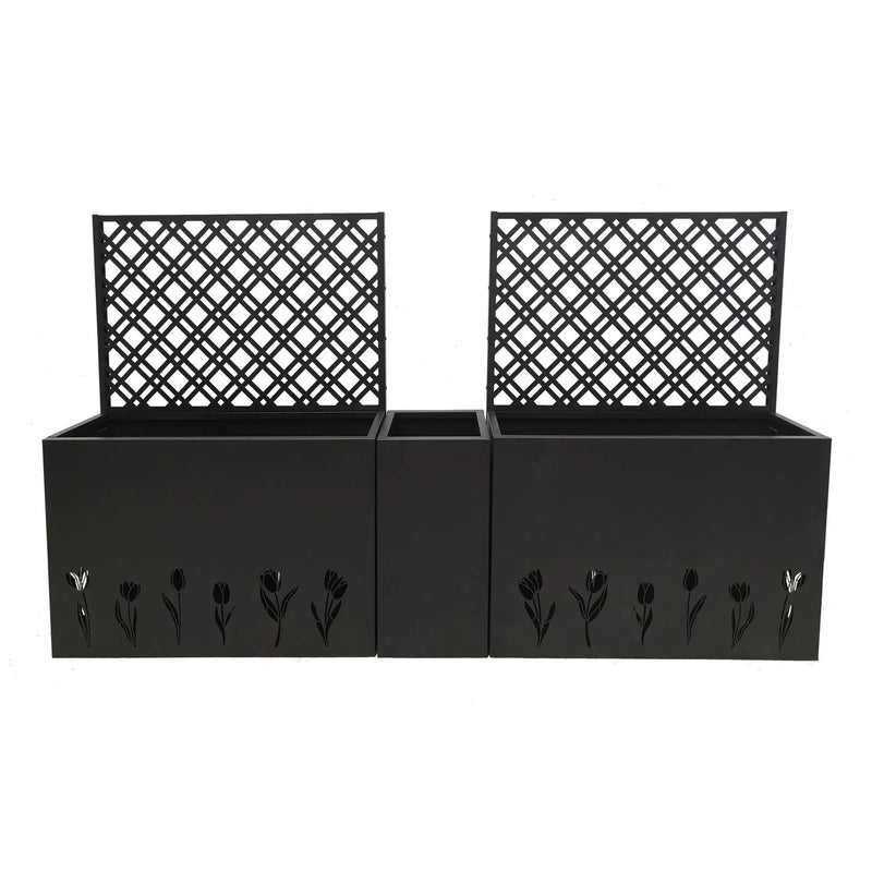 Metal Planter-Trellis Combo Set of 3 by HouseOfZazla