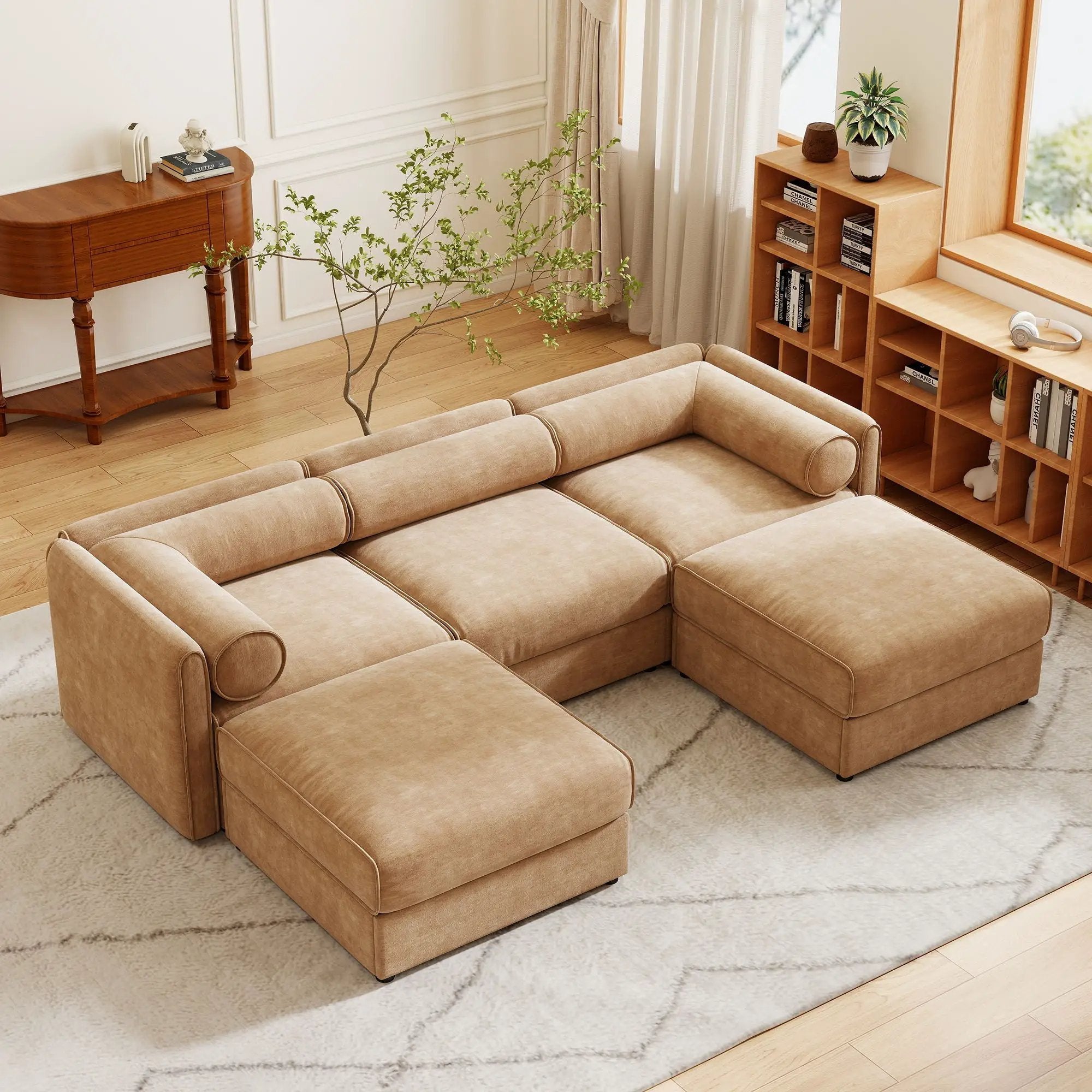 Contemporary Elegant Sofa With Storage And Ottoman by HouseOfZazla