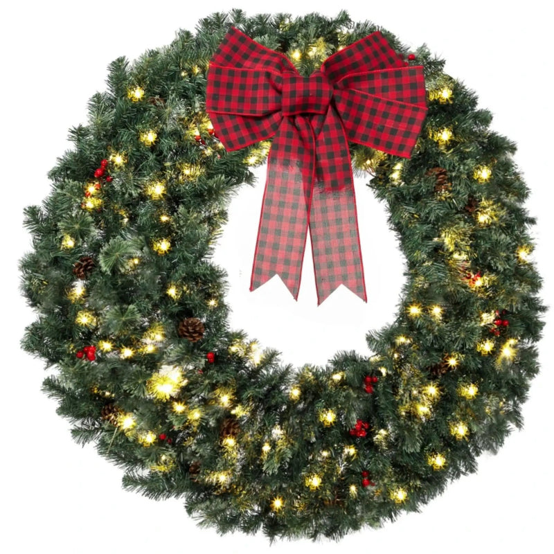 48 Inch Prelit Crestwood Spruce Christmas Wreath with Bow by HouseOfZazla