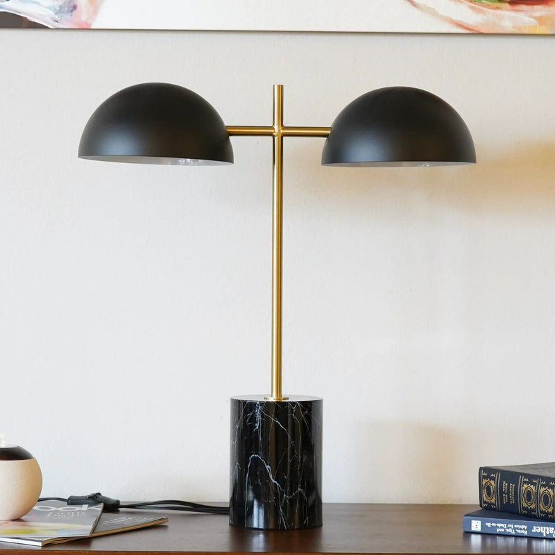 Nova - Hydro Table Lamp With On / Off Switch Double Lamp - Black / Gold / Marble by HouseOfZazla