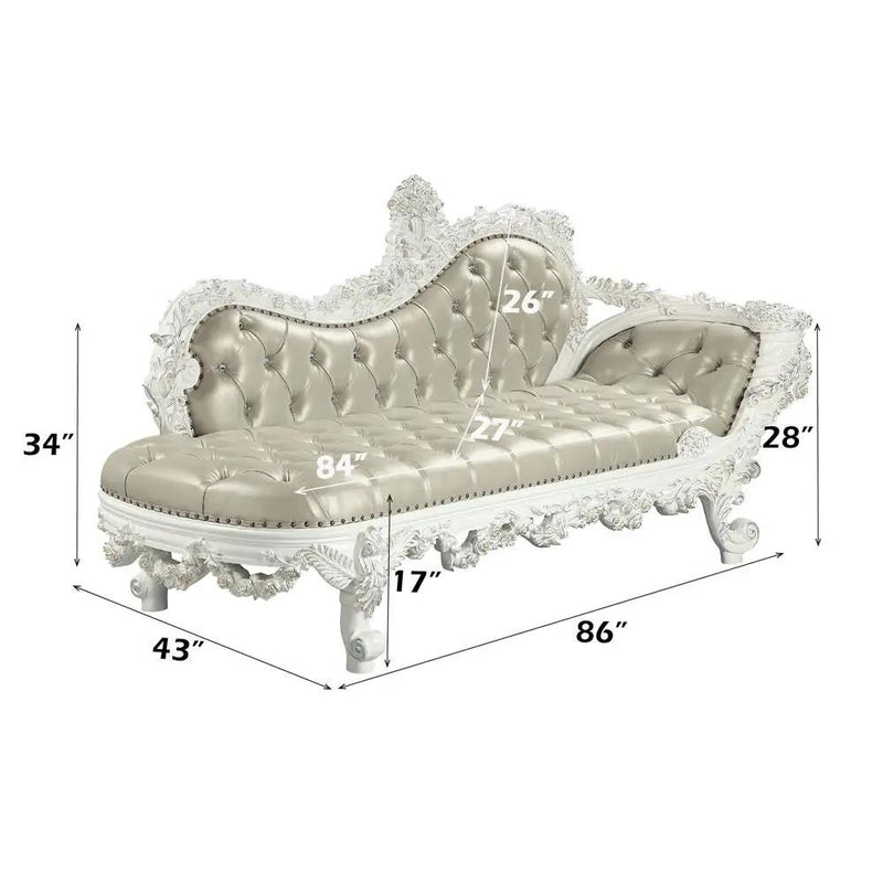 Vanaheim - Bench - Beige Synthetic Leather & Antique White by Unique Piece Furniture