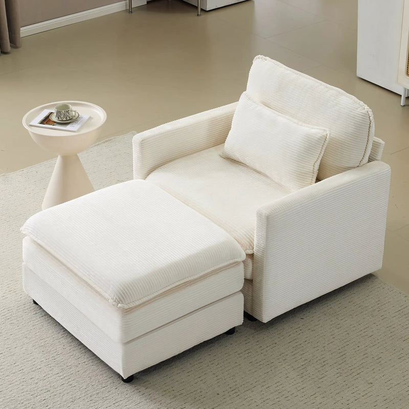 54" Plush Cloud Sofa: Modular Single + Ottoman Sofa with 22" by HouseOfZazla