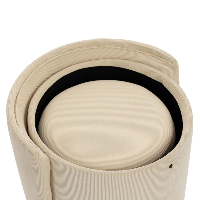 Barrel Chair, Built In Storage, 360° Swivel - Beige by HouseOfZazla