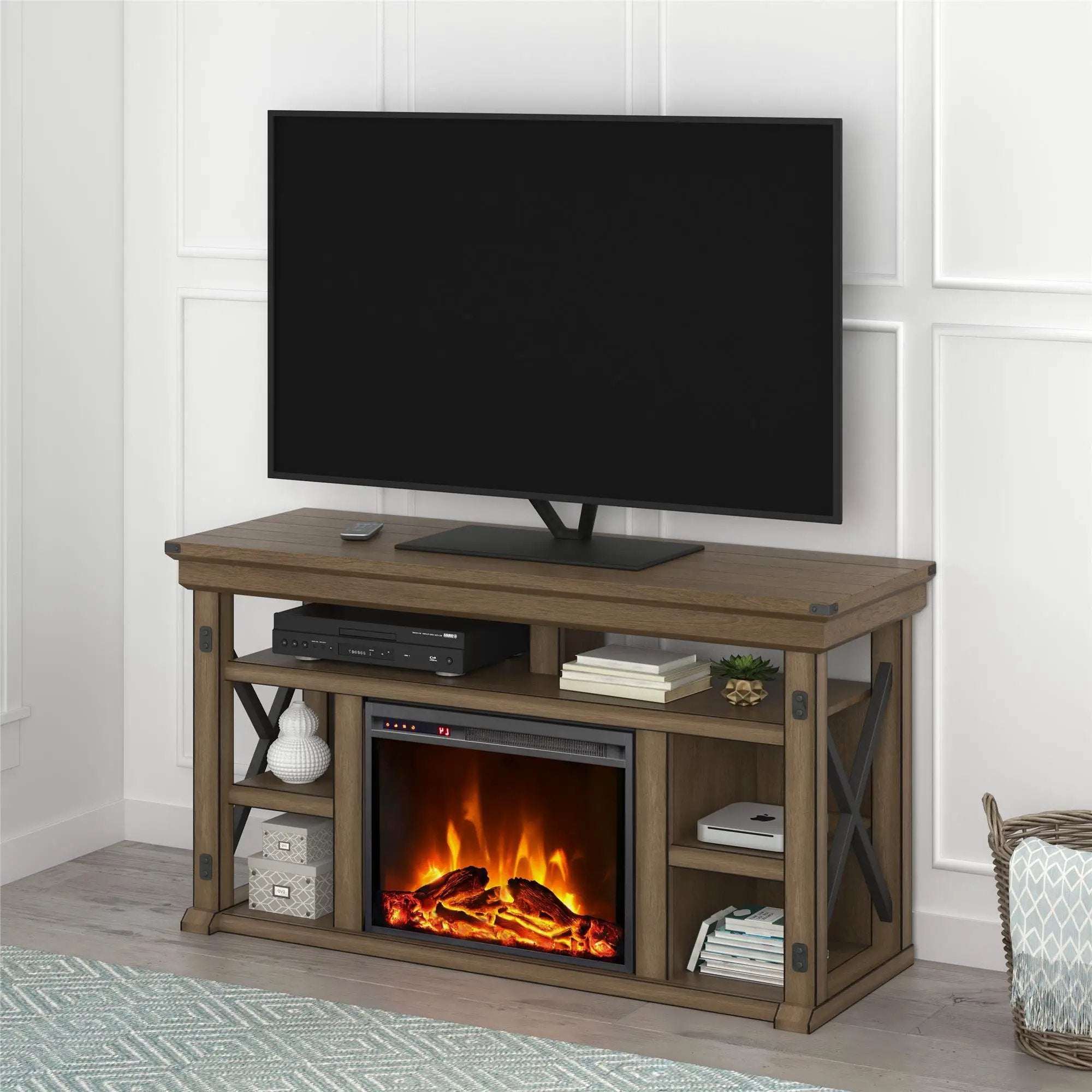 Wildwood - Fireplace TV Stand - Gray by Unique Piece Furniture
