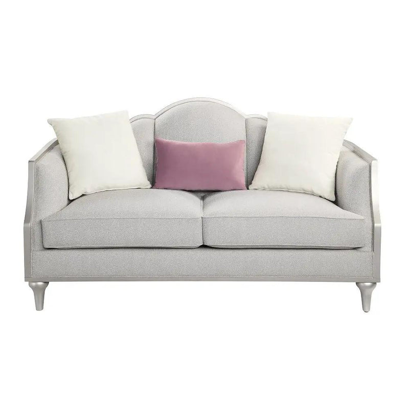 Kasa - Loveseat With 3 Pillows - Beige Linen & Champagne by Unique Piece Furniture