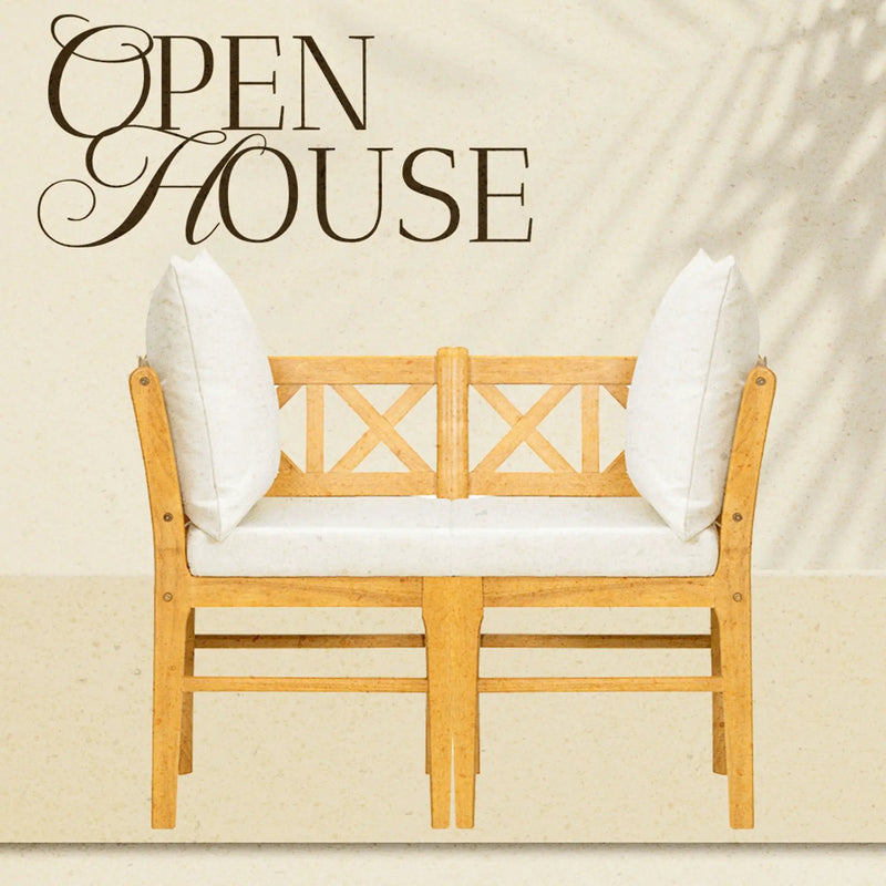 Farmhouse Modern Dining Corner Chairs (Set of 2) With Handwoven Rattan Backrests And Solid Wood Legs - Natural / White by Unique Piece Furniture