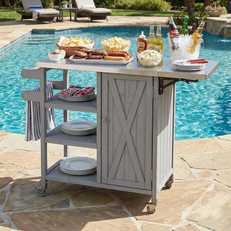 Foldable Outdoor Kitchen Island Patio Kitchen Cart by HouseOfZazla
