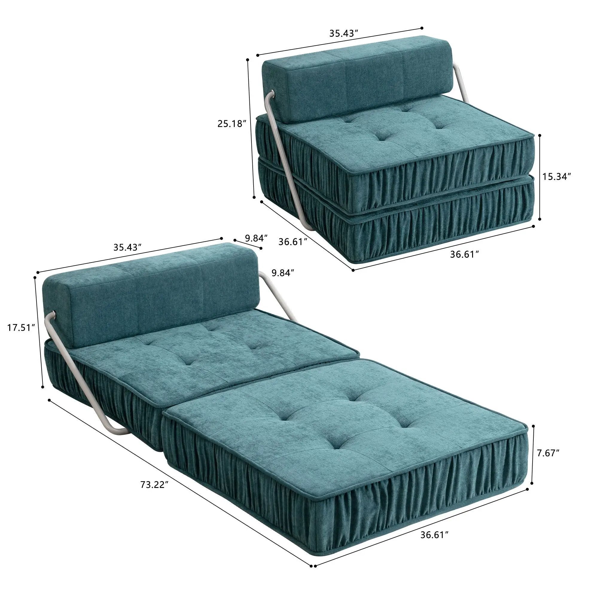 Folding Sofa With Removable Back Cushion, Convertible Futon Sleeper Chair by Unique Piece Furniture