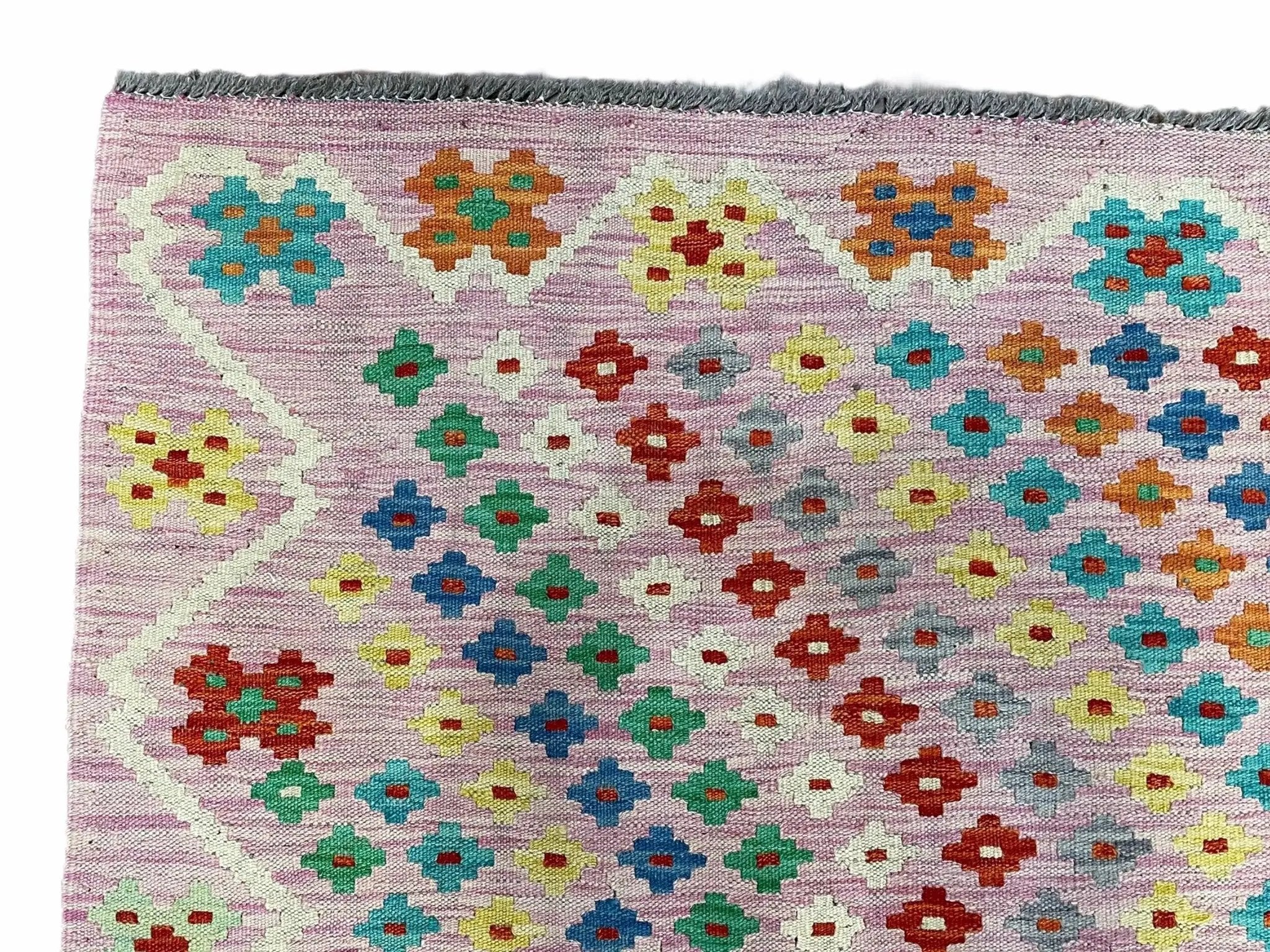 Pink Kilim Rug 6x8 Colorful Turkish Kilim Rug 6 x 8 Flat Weave Kilim Playful Kilim Multicolor Anatolian Chobi New Kilim by Jewel Rugs