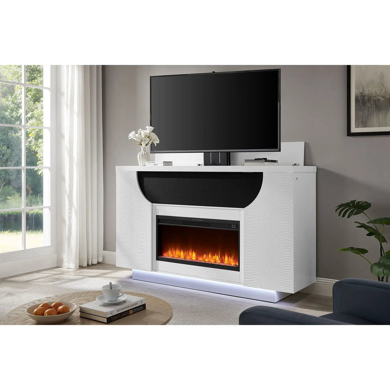 Aurora - Fireplace TV Lift With Adjustable Temperature And LED Colors - White by Unique Piece Furniture