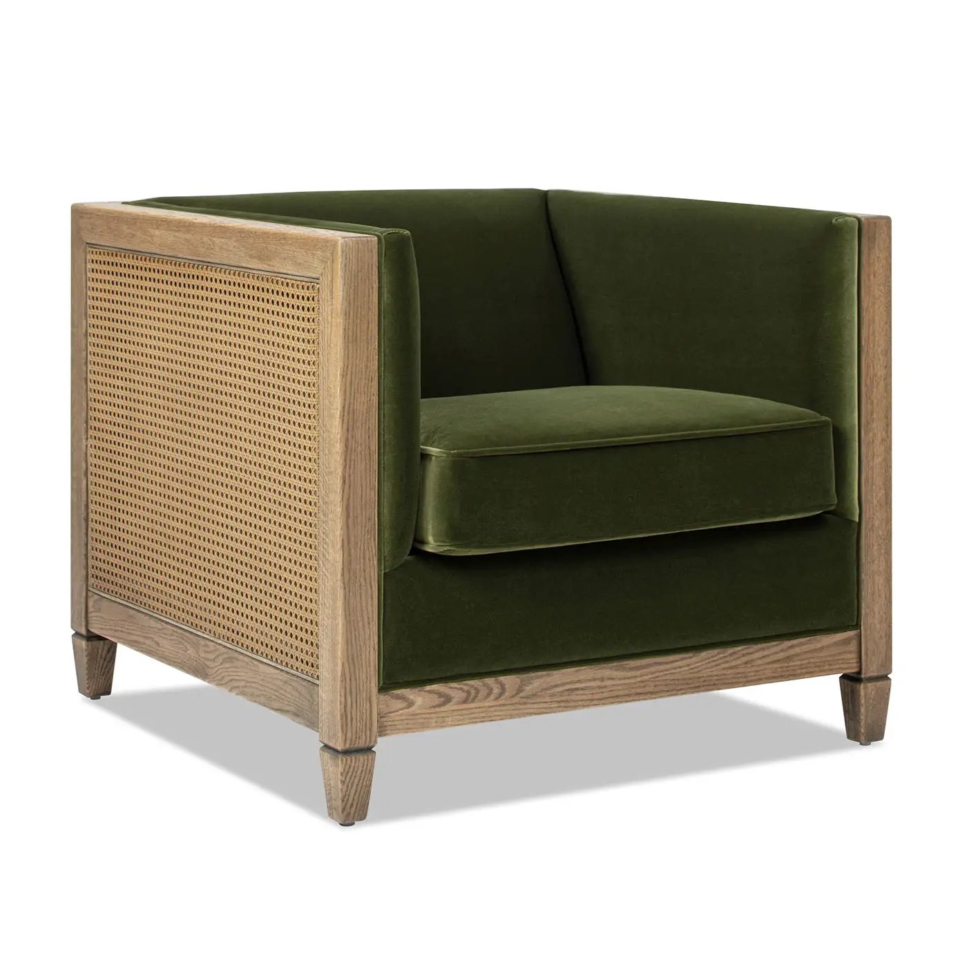 Georgia - Cane Tuxedo Armchair - Olive Green by Unique Piece Furniture