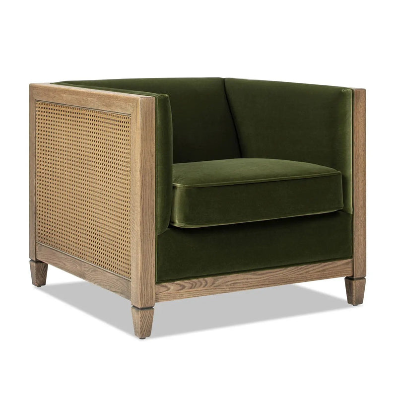 Georgia - Cane Tuxedo Armchair - Olive Green by Unique Piece Furniture