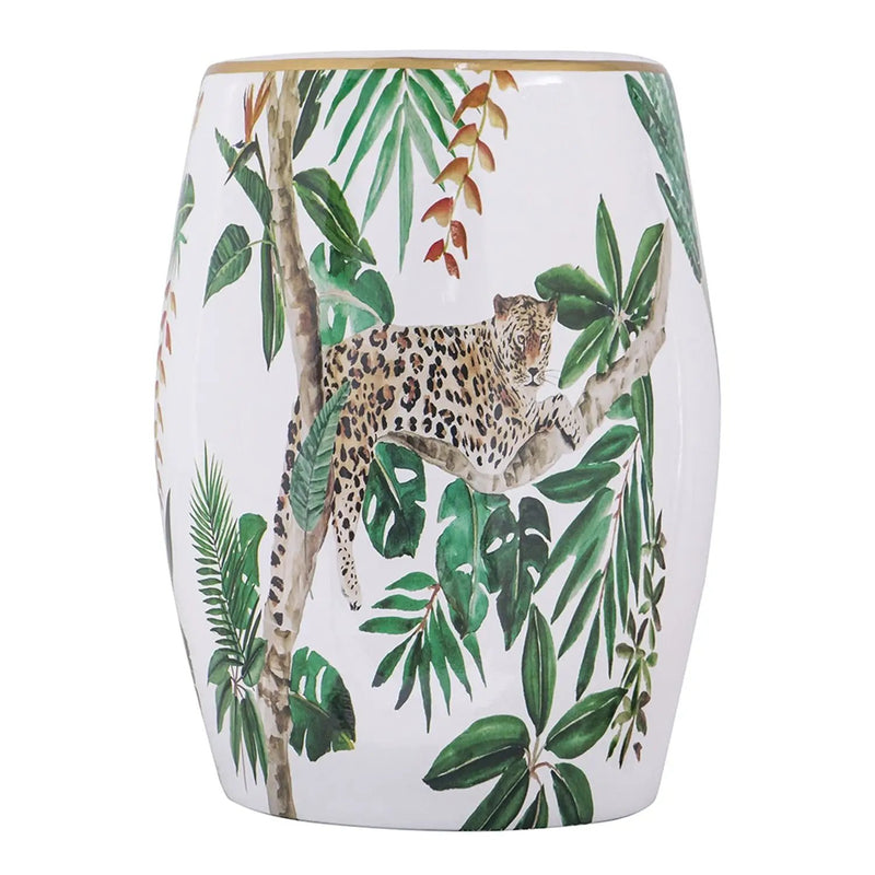13x13x18 Ceramics Garden Stool Jungle-Themed Accent Side Table by HouseOfZazla