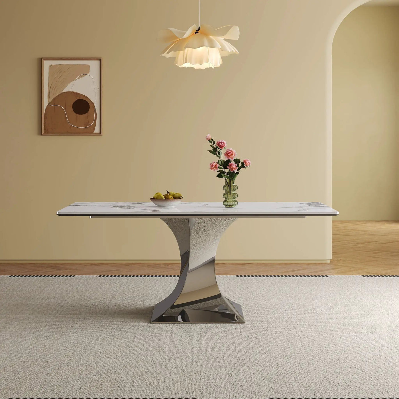Modern Rectangular Dining Table For 6 With Chairs by HouseOfZazla