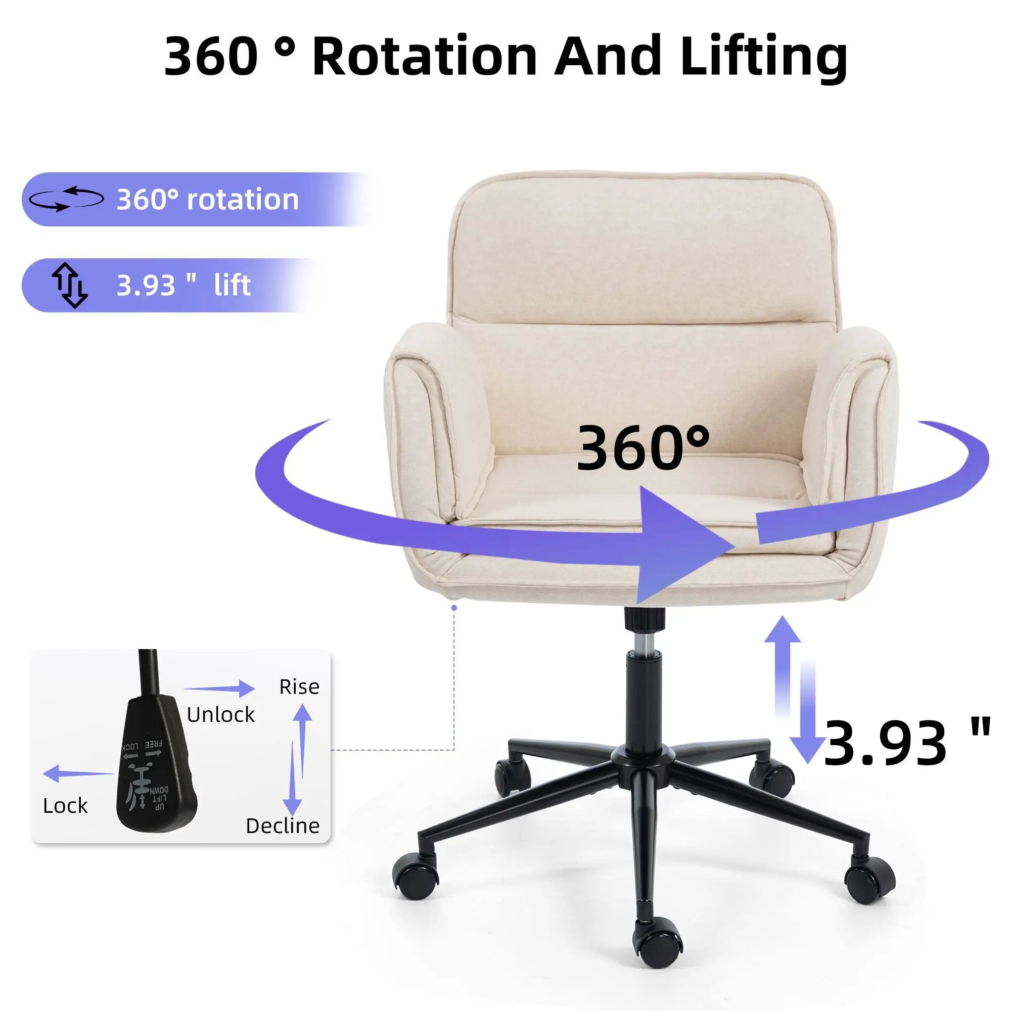 Criss Cross Swivel Desk Chair With Adjustable Armrests & Wheels For Home Office by HouseOfZazla