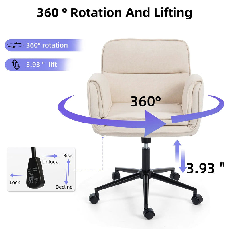 Criss Cross Swivel Desk Chair With Adjustable Armrests & Wheels For Home Office by HouseOfZazla