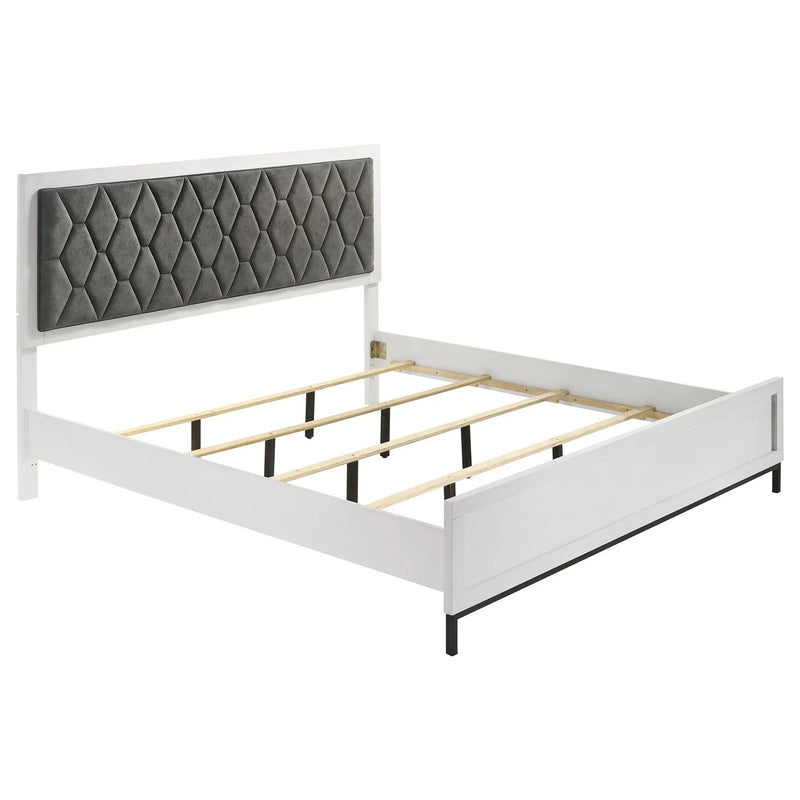 Sonora California King Upholstered Panel Bed White by Unique Piece Furniture