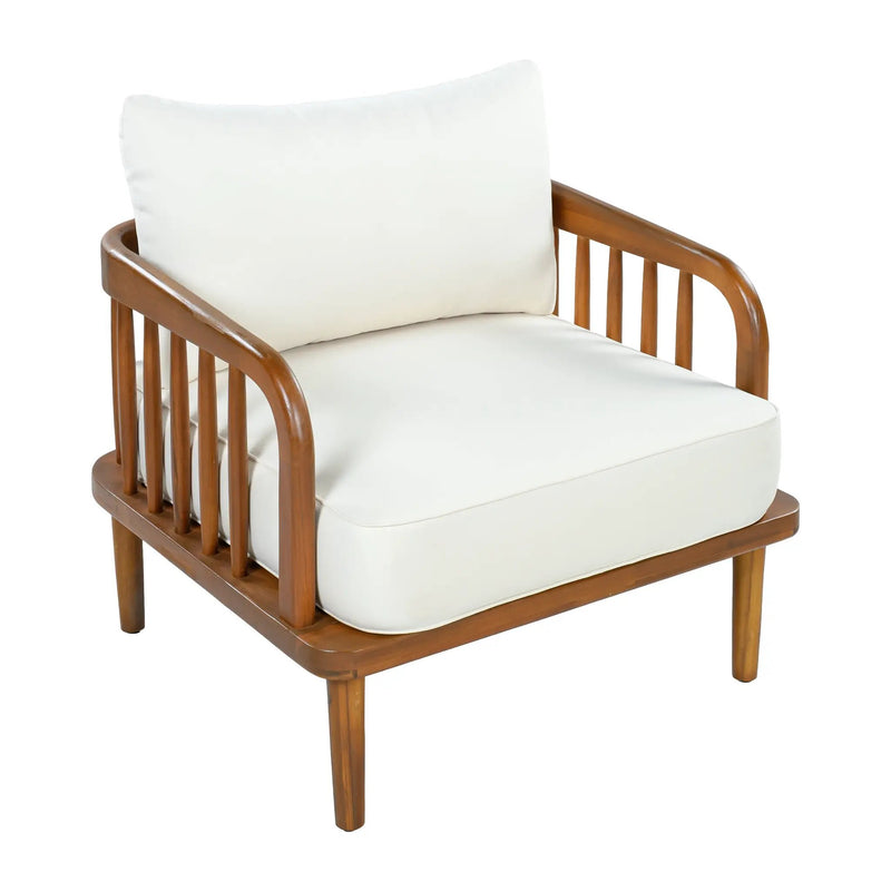 Acacia Wood Outdoor Patio Chair with Vertical Slatted Arms by HouseOfZazla