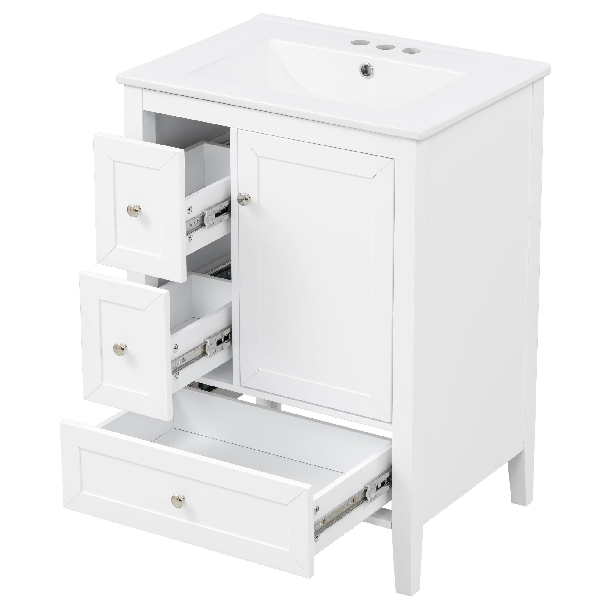 Modern Bathroom Vanity With Sink, Soft Close Drawers & Door, Storage Rack by HouseOfZazla