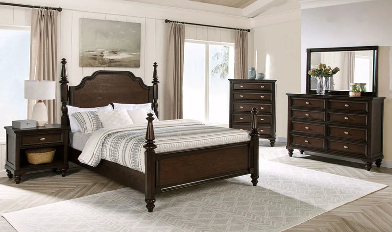 Andover 63-inch Four Poster California King Bed Dark Oak by Unique Piece Furniture