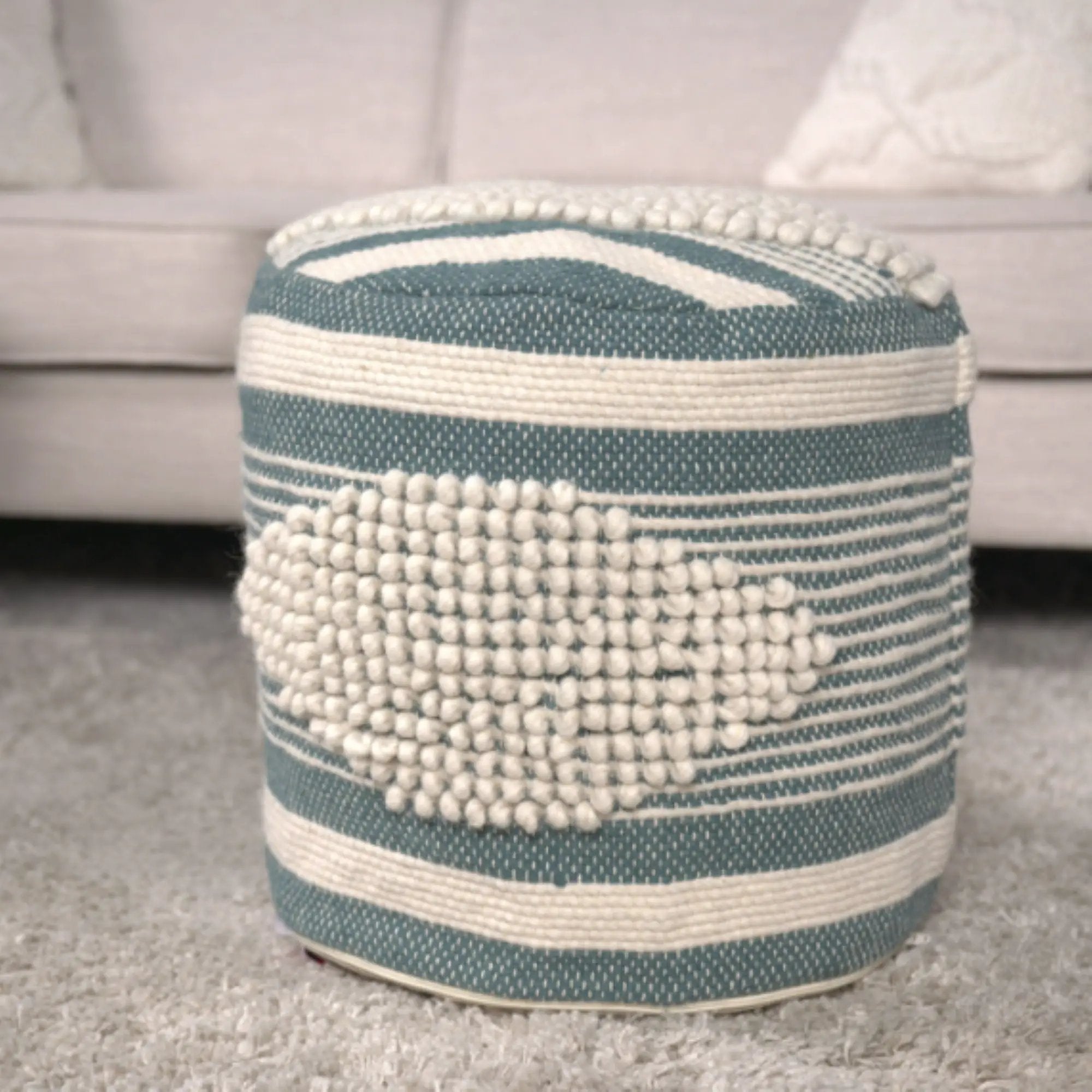 Diamond - Handcrafted Cylindrical Pouf by HouseOfZazla