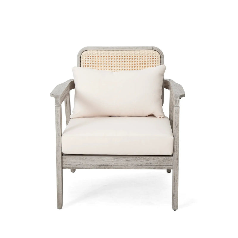 (Set of 2) Outdoor Acacia Wood Patio Club Chairs with Cushions by HouseOfZazla