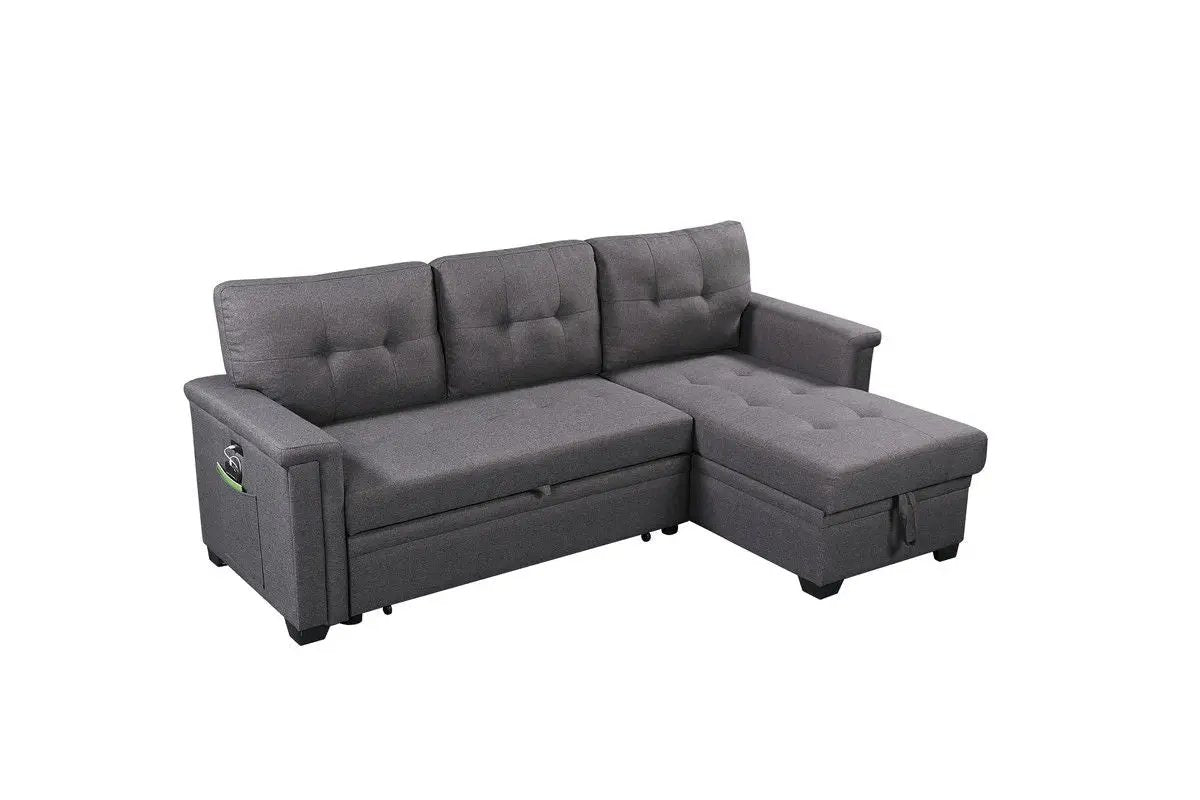 Nathan - Reversible Sleeper Sectional Sofa With Storage Chaise, USB Charging Ports And Pocket by HouseOfZazla