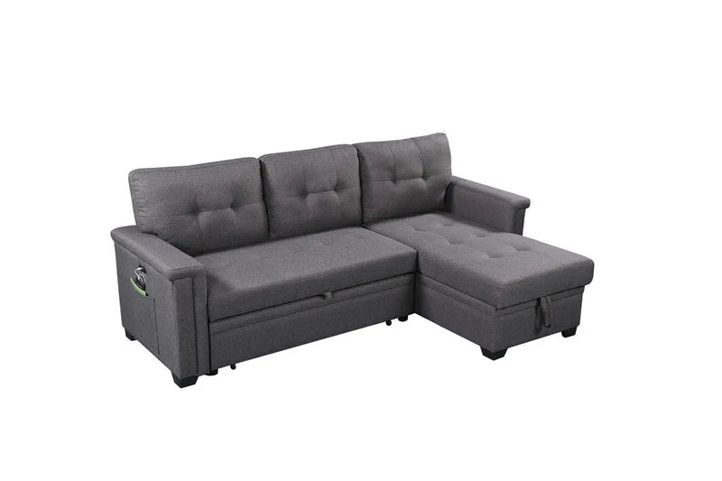 Nathan - Reversible Sleeper Sectional Sofa With Storage Chaise, USB Charging Ports And Pocket by HouseOfZazla