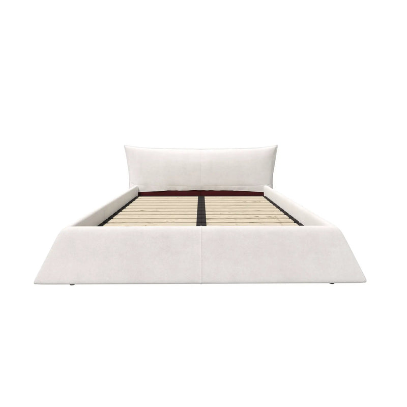 Upholstered Platform Bed With Special Shaped Headboard