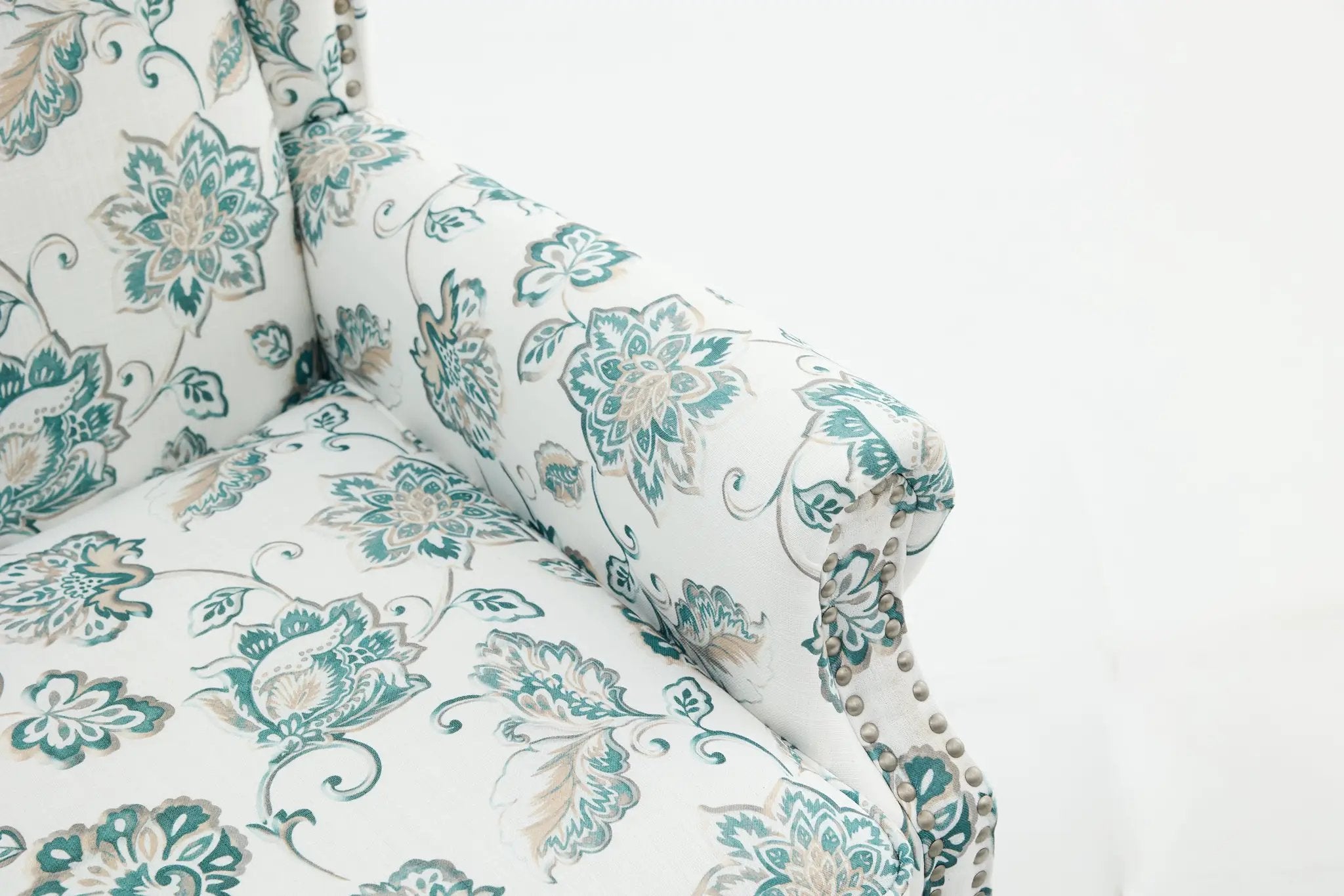 Modern Accent Chair with Retro Wood Legs and Floral Design by HouseOfZazla