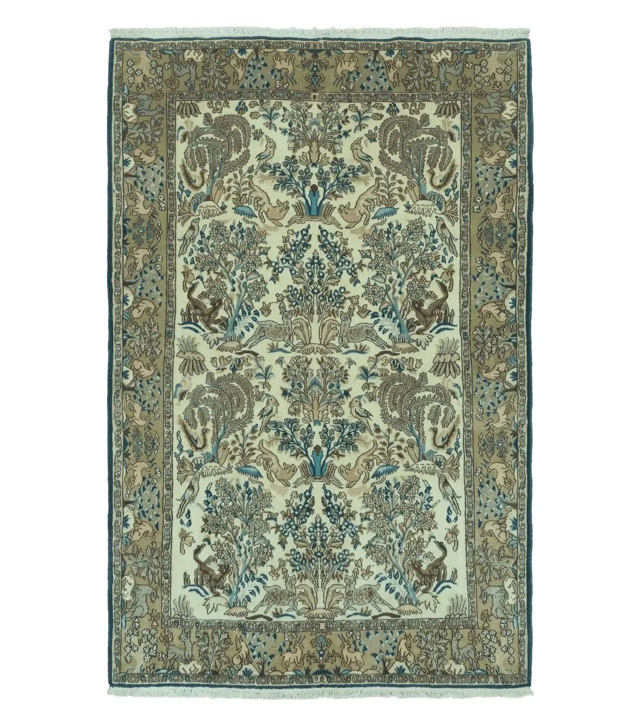 4' X 6 Handmade India Oriental Fine Pictorial Tree Of Life Wool Silk Rug Wow by Jewel Rugs