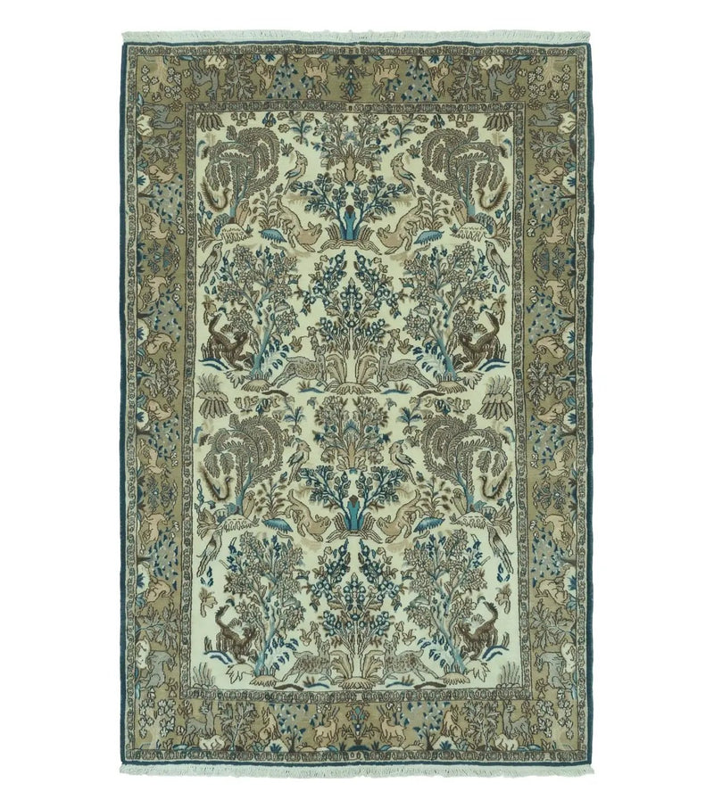 4' X 6 Handmade India Oriental Fine Pictorial Tree Of Life Wool Silk Rug Wow by Jewel Rugs