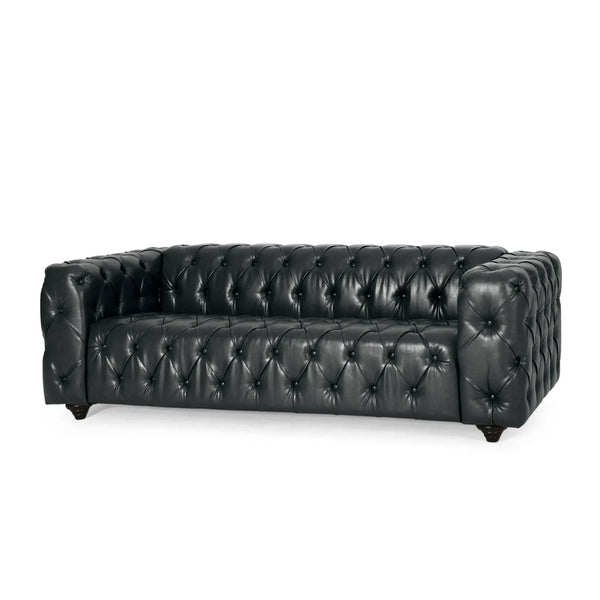 Comfy 3 Seat Sofa with Wooden Legs - Black
