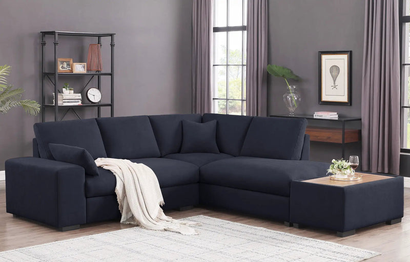 Joshua - 100" Sectional Sofa with Right Facing Chaise and Console Ottoman by HouseOfZazla