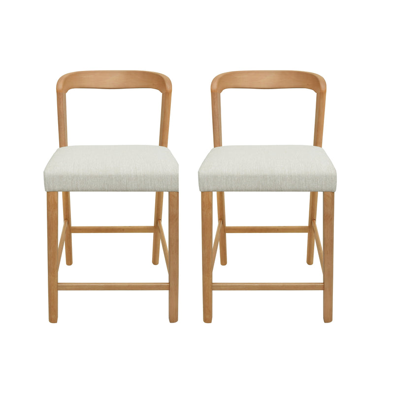 Solid Rubber Wood Counter Stools (Natural Oak + Beige) Set of 2 by HouseOfZazla