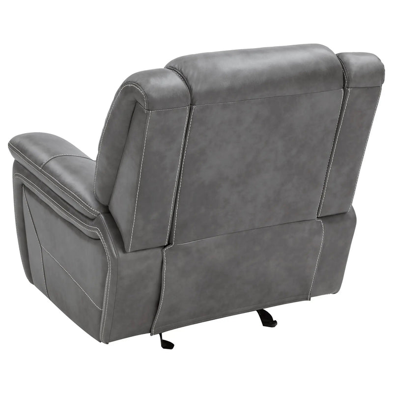 Conrad Upholstered Padded Arm Glider Recliner Grey by Unique Piece Furniture