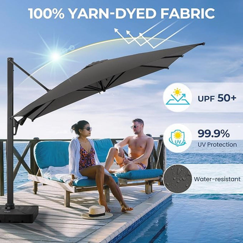 Round Cantilever Patio Umbrella With 360 Rotation & Infinite Tilt Adjustment by HouseOfZazla