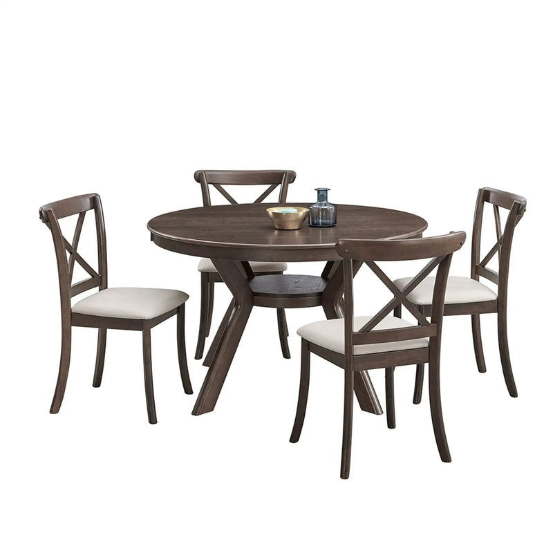Modern Round Rubber Wood Dining Table for 4-6 by HouseOfZazla