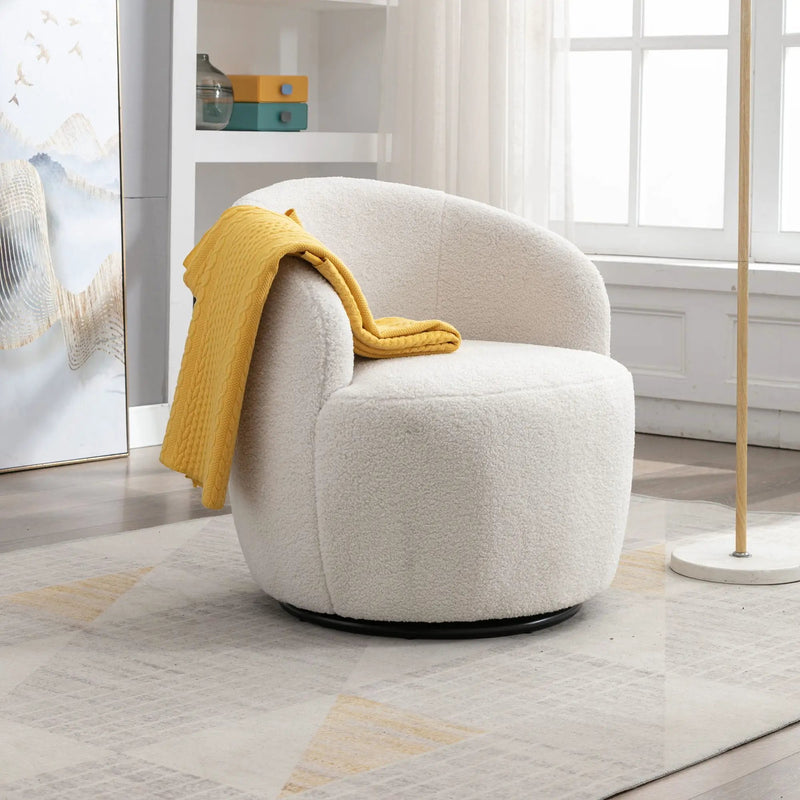 Teddy Fabric Swivel Accent Armchair Barrel Chair With Powder Coating Metal Ring by Unique Piece Furniture