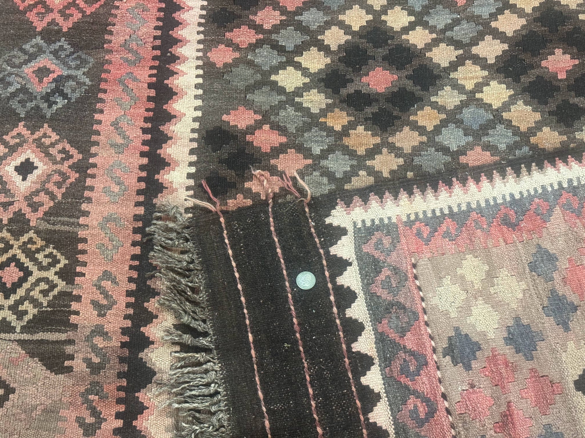 Persian Kurdish Kilim Rug 8x10, Large Flatweave Tribal Bohemian Rug, Vintage Zarand Kilim by Jewel Rugs