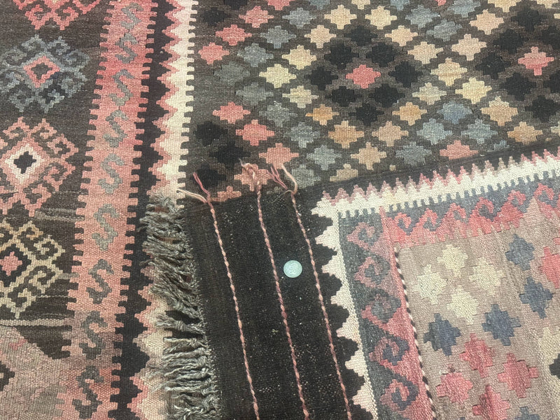 Persian Kurdish Kilim Rug 8x10, Large Flatweave Tribal Bohemian Rug, Vintage Zarand Kilim by Jewel Rugs
