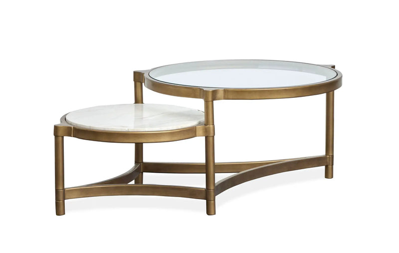 Cassidy - Shaped Cocktail Table - Aged Brass And Volakas Classic by Unique Piece Furniture