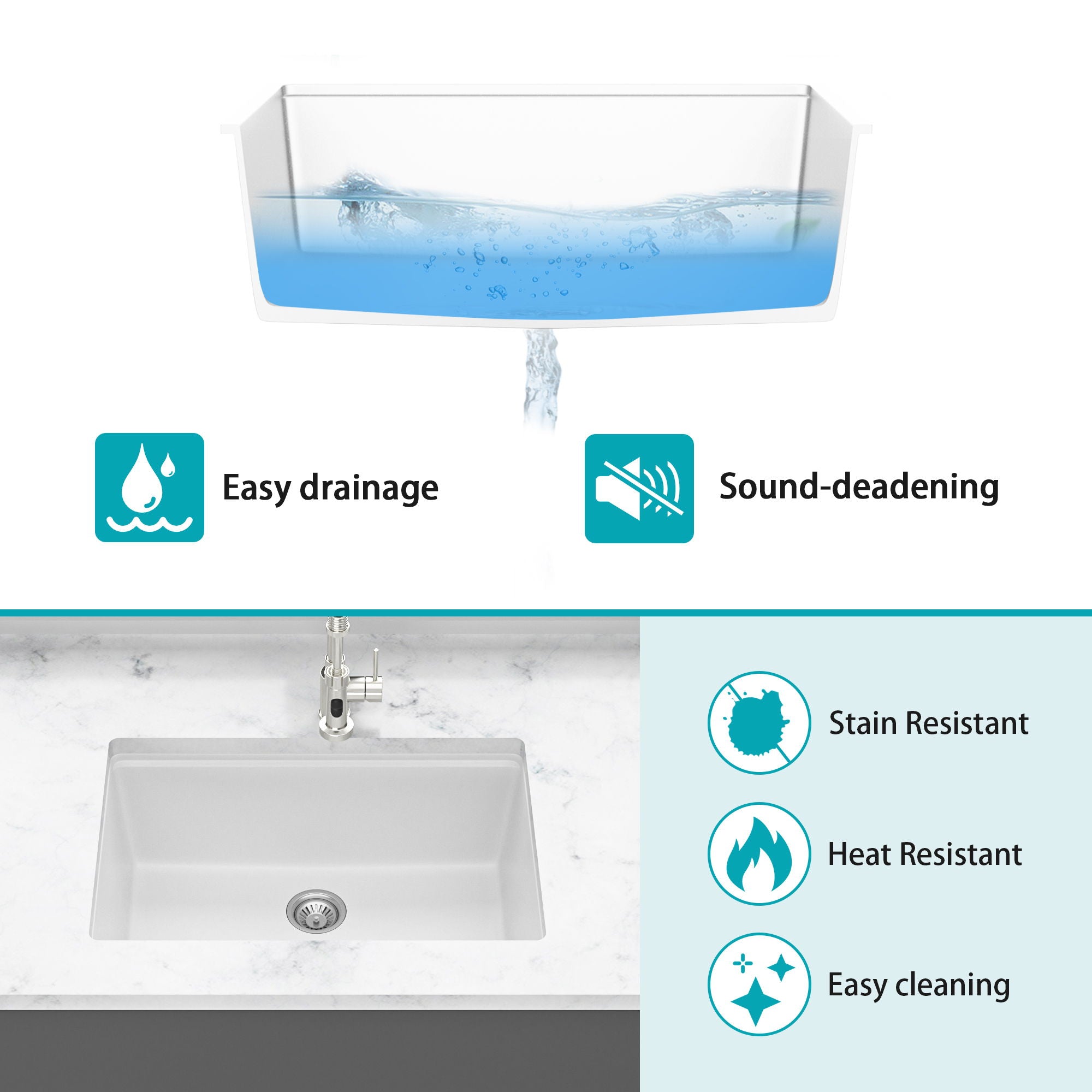 Quartz Kitchen Sink, Composite Workstation, Undermount by HouseOfZazla