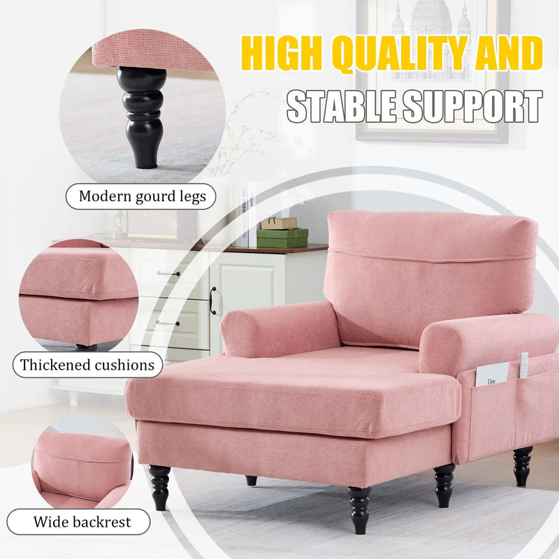 Modern Minimalist Chenille Fabric Chaise Lounge Recliner by HouseOfZazla