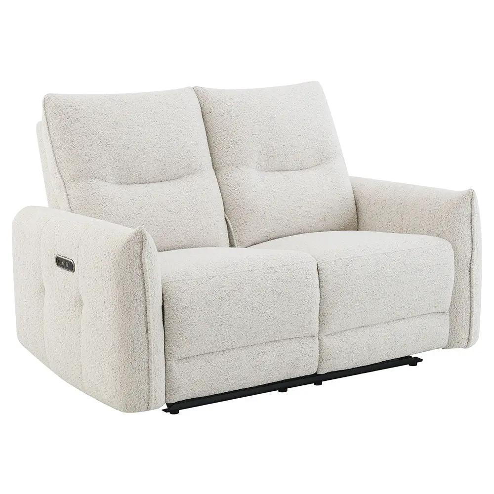 Lalisa - Power Motion Loveseat With USB Port - Cream Chenille by Unique Piece Furniture