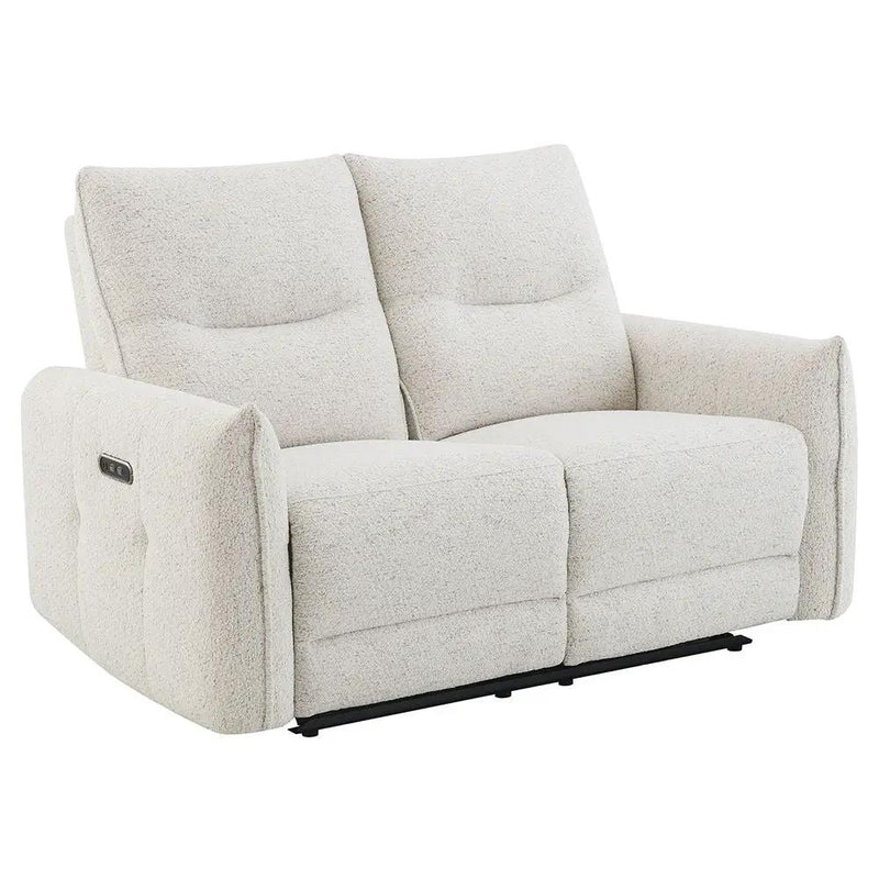 Lalisa - Power Motion Loveseat With USB Port - Cream Chenille by Unique Piece Furniture