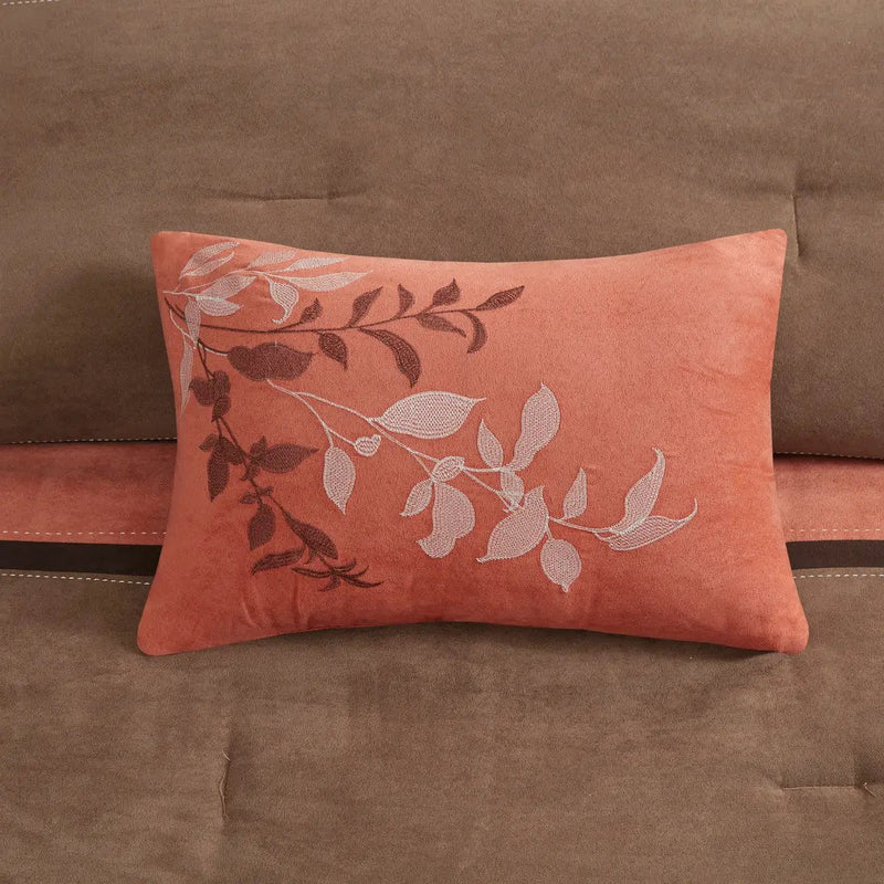 7 Piece Faux Suede Comforter Set - Coral California King by HouseOfZazla