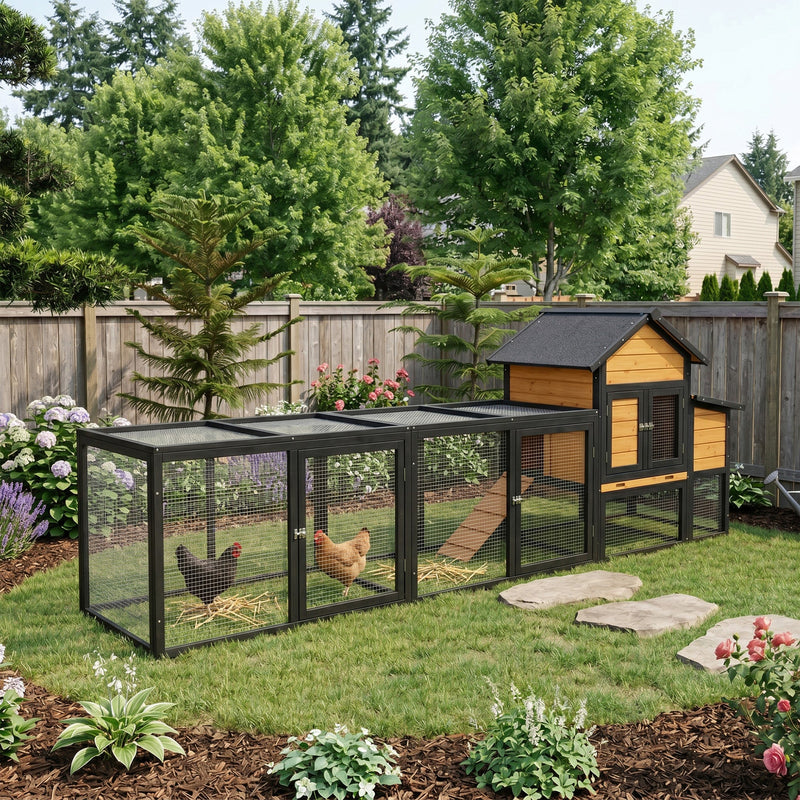 119.5" Outdoor Wooden Chicken Coop with Run by HouseOfZazla