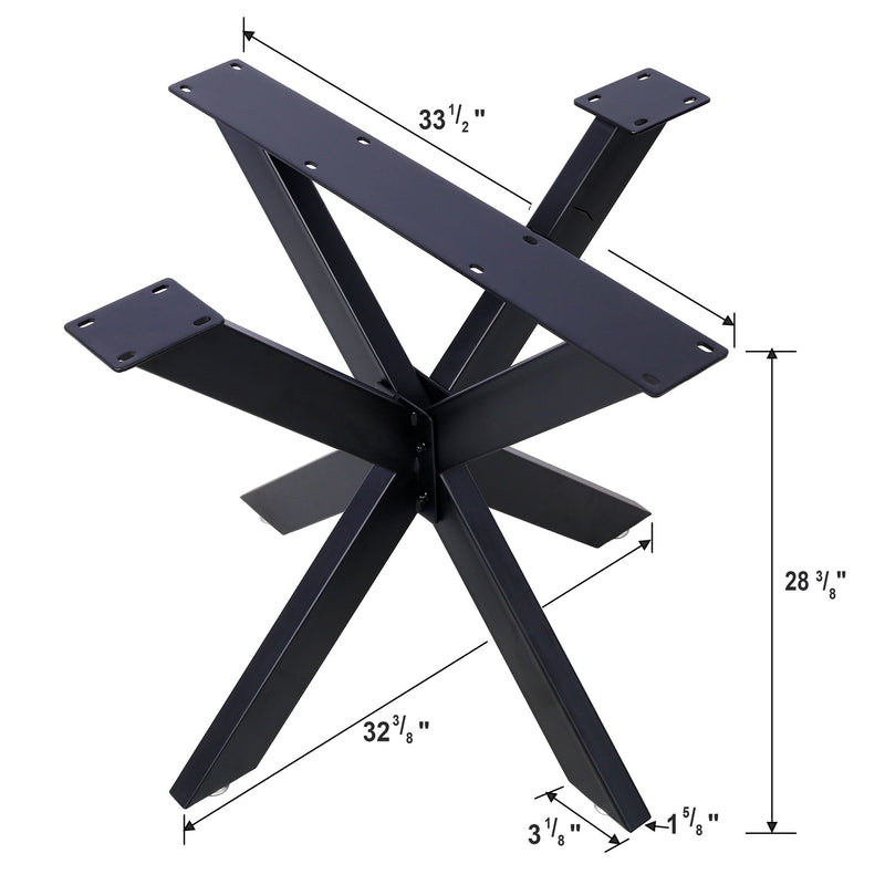 Spider Shaped Steel Table Legs, Metal Dining Table Frame, Heavy Duty Box Section Table Base - Black by HouseOfZazla
