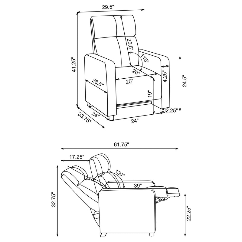 Push Back Recliner - Black by Unique Piece Furniture
